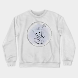 Adorable Cat Love Dreaming Digital Art Drawing Crewneck Sweatshirt